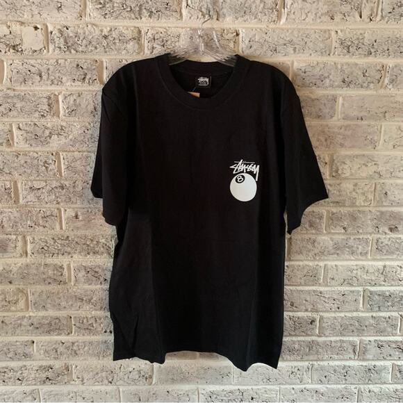 Stussy Black 8-Ball Men's Tee Size XL SLIM FIT - Picture 1 of 4